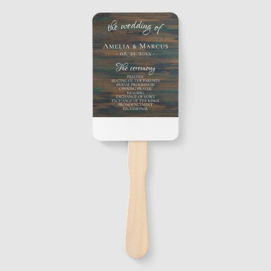 Rustic Dark Wood Wedding Program Fächer (Vorderseite)