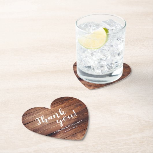 Rustic Dark Wood Wedding Vielen Dank Untersetzer (Vor Ort)