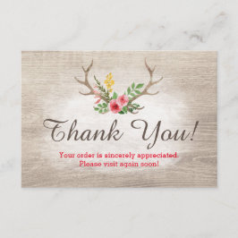 Rustic Deer Antler Bohemisches Blumenholz Vielen D Dankeskarte