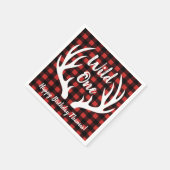 Rustic Deer Antlers Buffalo Karo Kariert Wild One Serviette (Ecke)