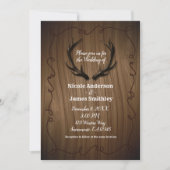 Rustic Deer Antlers Country Wood Stall Hochzeit Einladung (Vorderseite)