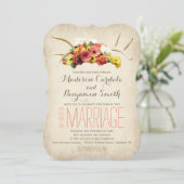 Rustic Deer Antlers Daisy Wedding Einladungen (Stehend Vorderseite)