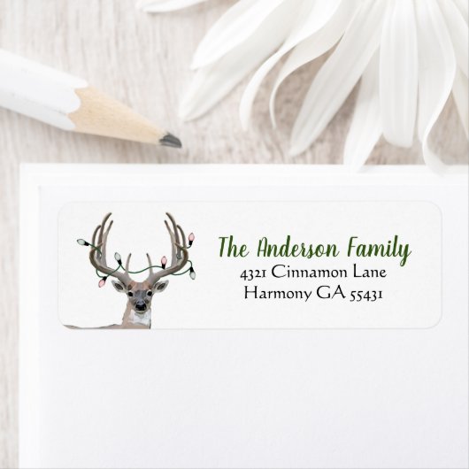 Rustic Deer Antlers geben das Adressetikett zurück (Insitu)