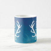 Rustic Deer Antlers Monogram Watercolor Blue Kaffeetasse (Mittel)
