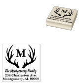 Rustic Deer Antlers Silhouette Familienname Gummistempel (Stempel)