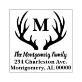 Rustic Deer Antlers Silhouette Familienname Gummistempel (Prägung)