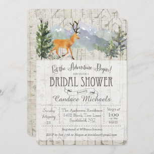 Rustic Deer Birch Bridal Dusche Einladung