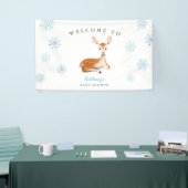Rustic Deer Blue Winter Baby Dusche Willkommen Banner (Messeveranstaltung)