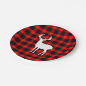 Rustic Deer Buck Buffalo Kariert Pappteller (Schrägansicht)
