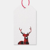 Rustic Deer Buffalo Kariertes Skript Frohe Weihnac Geschenkanhänger (Rückseite)