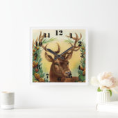 Rustic Deer Elegant Quadratische Wanduhr (Zuhause)
