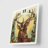 Rustic Deer Elegant Quadratische Wanduhr (Winkel)