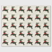 Rustic Deer Green Boho Pattern Geschenkpapier (Flach)