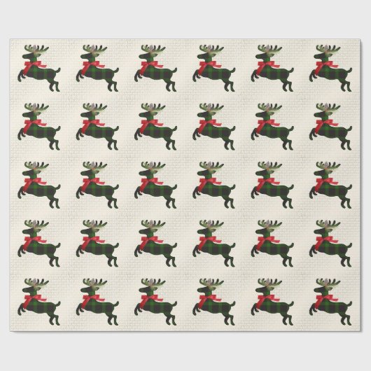 Rustic Deer Green Boho Pattern Geschenkpapier (Flach)