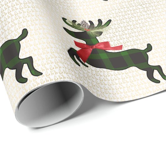 Rustic Deer Green Boho Pattern Geschenkpapier (Rolleneckpunkt)