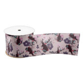 Rustic Deer Head Mauve Floral Baby Girl Dusche Satinband (Spule)