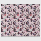 Rustic Deer Head Mauve Floral Girl Baby Dusche Geschenkpapier (Flach)