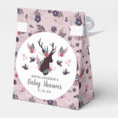Rustic Deer Head Mauve Floral Girl Baby Dusche Geschenkschachtel (Rückseite)