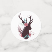 Rustic Deer Head Mauve Floral Girl Baby Dusche Konfetti (Klein Vorderseite)