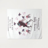 Rustic Deer Head Mauve Floral Girl Baby Dusche Wandteppich (Vorderseite (Horizontal))