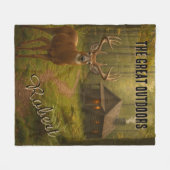 Rustic Deer Hunting Cabin Forest Signature Name Fleecedecke (Vorderseite (Horizontal))