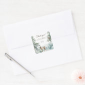 Rustic Deer Mountain Pine Vielen Dank Quadratischer Aufkleber (Umschlag)