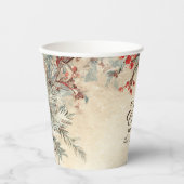 Rustic Deer Pine Berry Weihnachtsgebäck Party Pappbecher (Vorderseite)