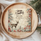 Rustic Deer Pine Berry Weihnachtsgebäck Party Serviette