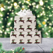 Rustic Deer Red Boho Muster Geschenkpapier