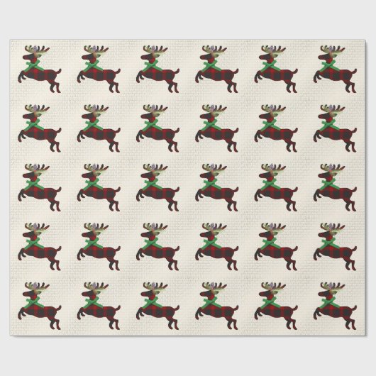 Rustic Deer Red Boho Muster Geschenkpapier (Flach)