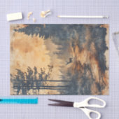 Rustic Deer Silhouette of Deer on Forest Trail Seidenpapier (Handwerk)