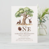 Rustic Deer "The Big ONE" First Birthday Invitatio Einladung (Stehend Vorderseite)
