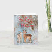 Rustic Deer Watercolor Frohe Weihnachten (Vorderseite)