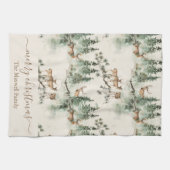 Rustic deers merry christmas family name geschirrtuch (Horizontal)