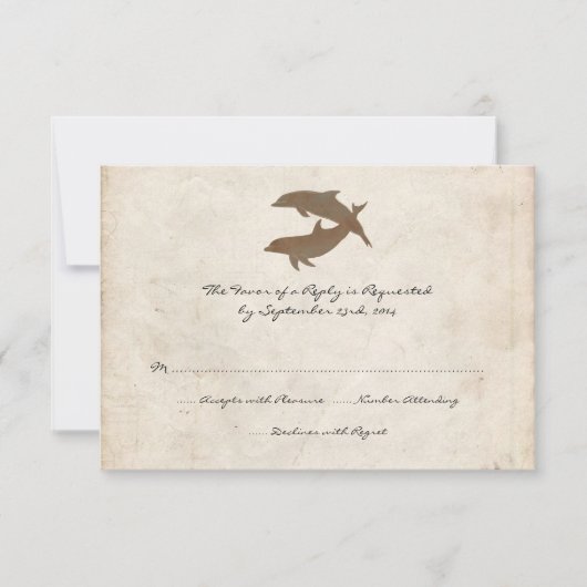 Rustic Delphins Beach Wedding Einladung RSVP Karte (Vorderseite)