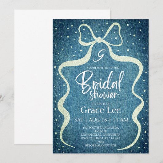Rustic Denim Bridal Shower Invitation Einladung (Vorne/Hinten)