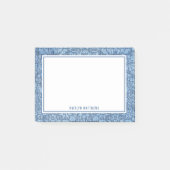 Rustic Denim Damask Jeans Textname Post-it Klebezettel (Vorderseite)