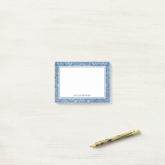 Rustic Denim Damask Jeans Textname Post-it Klebezettel (Auf Schreibtisch)