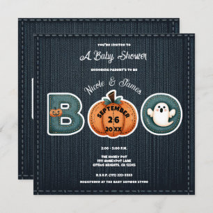 Rustic Denim Jean Pumpkin Ghost BOO Kinderdusche Menükarte