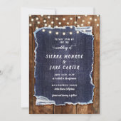Rustic Denim Lights Country Cowboy RSVP Wedding Einladung (Vorderseite)