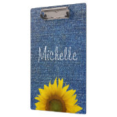 Rustic Denim Look Monogram Sonnenblume Klemmbrett (Links)