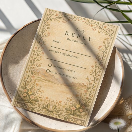 Rustic Desert Botanical Celebration RSVP Karte