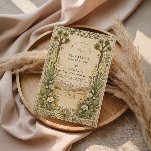 Rustic Desert Botanical Wedding Einladung