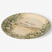 Rustic Desert Botanicals Birthday Pappteller (Schrägansicht)