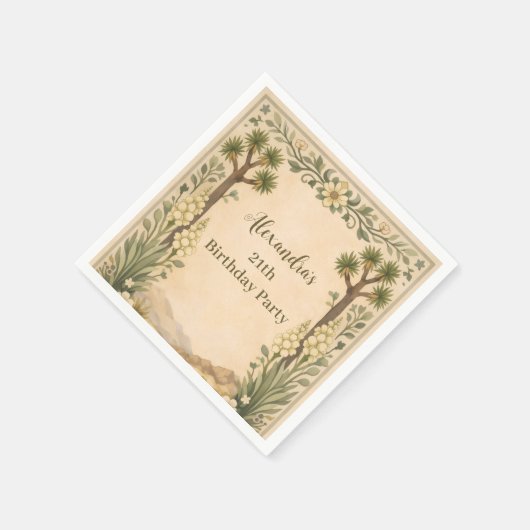 Rustic Desert Botanicals Birthday Serviette (Ecke)