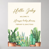 Rustic Desert Cactus Garden Baby Dusche Willkommen Poster (Vorne)