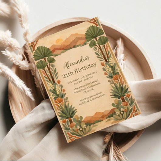 Rustic Desert Florals Birthday Einladung
