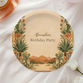 Rustic Desert Florals Birthday Pappteller