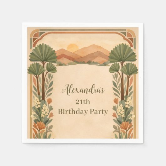 Rustic Desert Florals Birthday Serviette (Vorderseite)