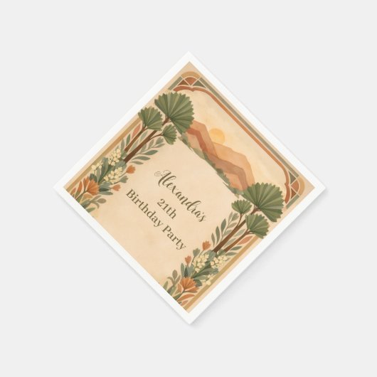 Rustic Desert Florals Birthday Serviette (Ecke)